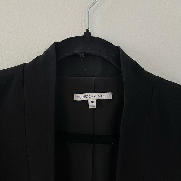 Rebecca Minkoff Black Open Front Asymmetrical Hem Blazer (10) - Picture 2 of 6